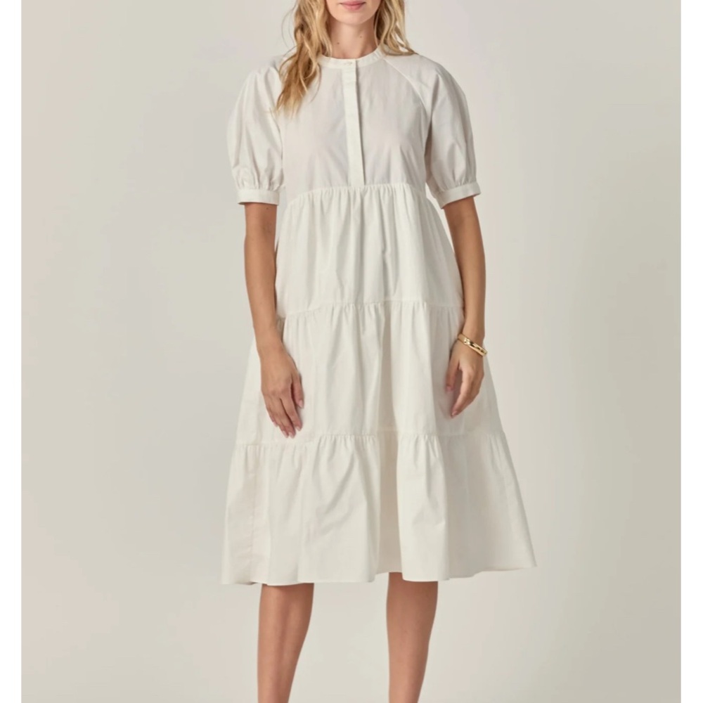 English Factory White Puff Sleeve Sundress